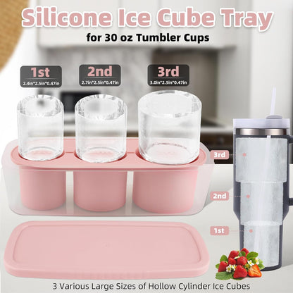 Tcamp Ice Mold for 30-40 oz Tumbler Cup, Silicone Ice Cube Tray With Lid and Bin for Freezer, Ice Ring Ice Maker for Chilling Cocktails, Whiskey, Drinks, Coffee, Easy Fill and Release (Black)