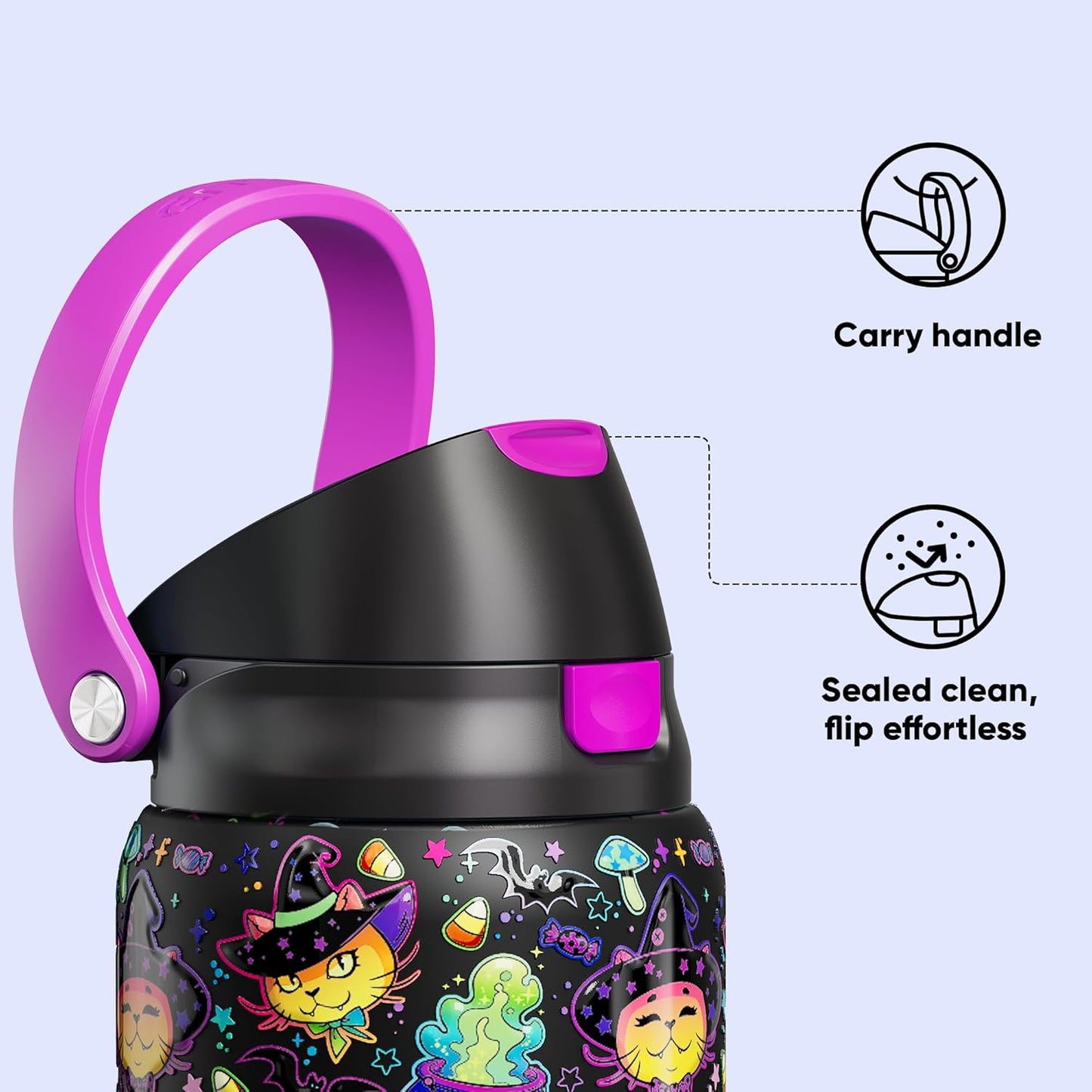 ENCOOL Leakproof Insulated Water Bottle with Straw Dual-Sip Water Bottle Bag-Safe Design for Work, Commute & Gym – Keeps Drinks Cold All Day, 24 oz, Lemonade Pink - Colors A
