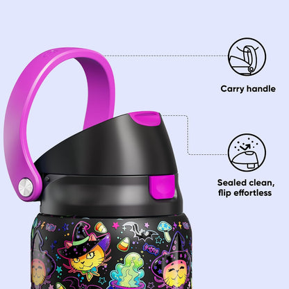 ENCOOL Leakproof Insulated Water Bottle with Straw Dual-Sip Water Bottle Bag-Safe Design for Work, Commute & Gym – Keeps Drinks Cold All Day, 24 oz, Lemonade Pink - Colors A