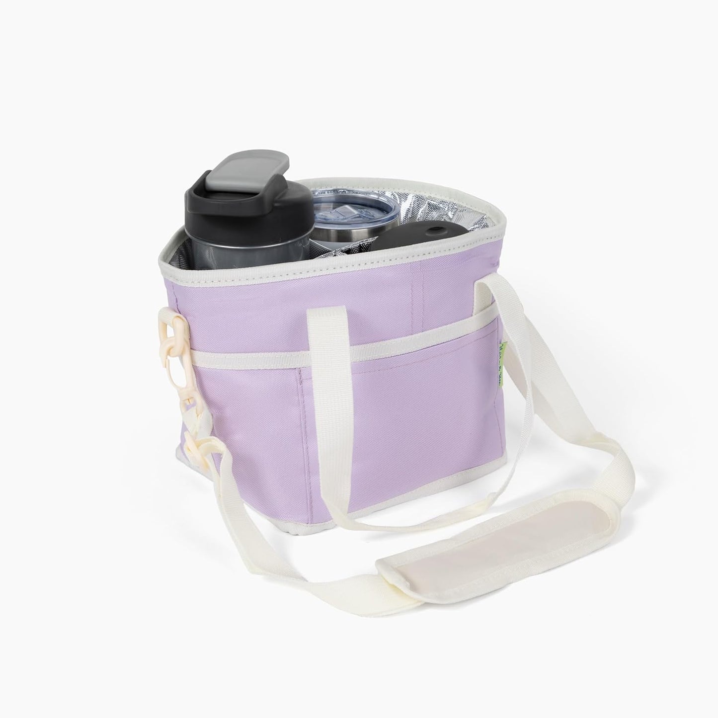 NoNa & Bee 4 Water Bottle Holder with Strap | Family Size 4 Compartment Drink Bag, Multiple Tumbler Carrier Caddy | Adjustable Fits Large & Small Drinks | Hands Free, Won't Tip Over in Car
