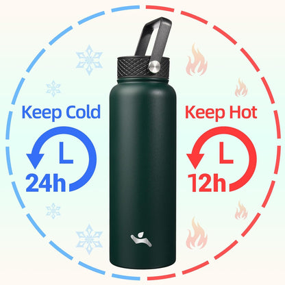 Konokyo 22oz Stainless Steel Bottles with 3 Lids Sport Insulated Water Bottle,Mint