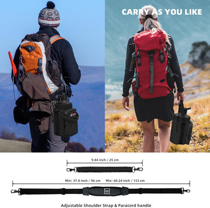 NATURE PIONEOR Water Bottle Holder with Adjustable Strap - Half/One Gallon (64/128oz) Insulated Water Bottle Sling Carrier with Phone Pocket & Paracord Handle, Outdoor Camping, Hiking, Gym