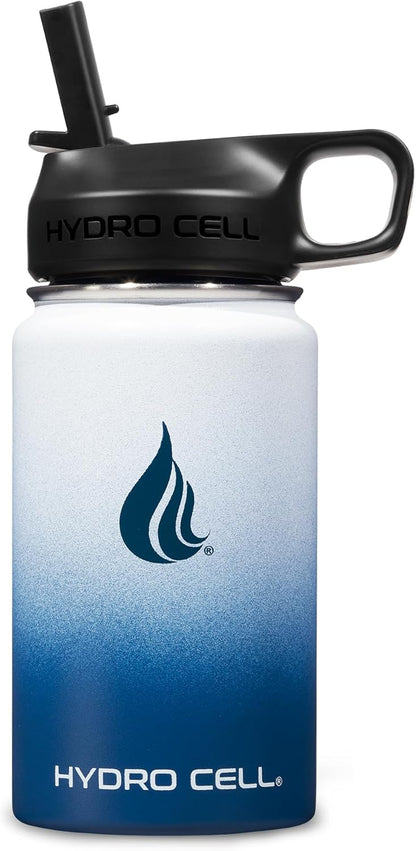 HYDRO CELL Stainless Steel Insulated Water Bottle with Straw - For Cold & Hot Drinks - Metal Vacuum Flask with Screw Cap and Modern Leakproof Sport Thermos for Adults (Neon 18oz)