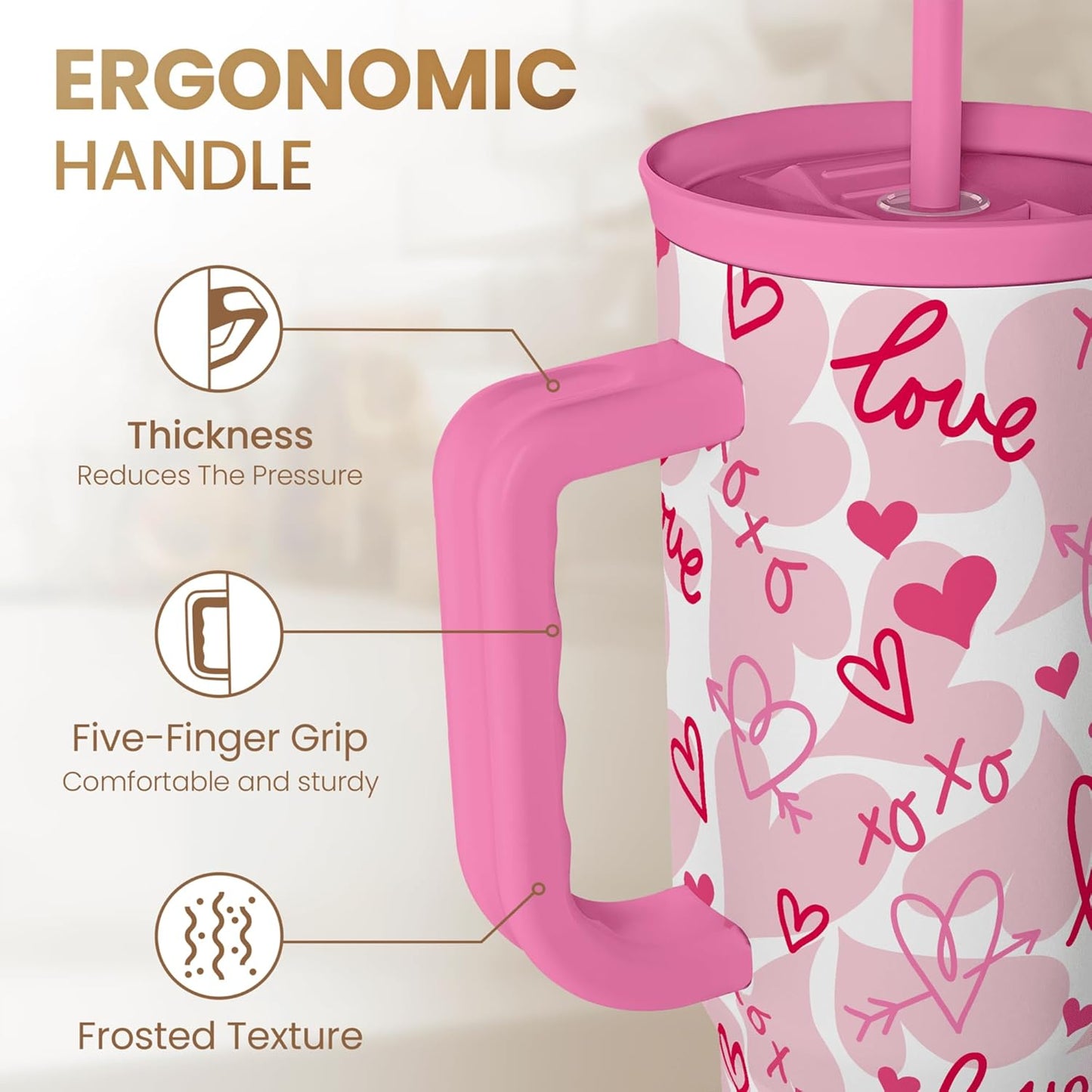 SANDJEST Pickleball 40oz Tumbler With Handle and Straw, Pickleball Queen Insulated Stainless Steel Travel Coffee Mug for Women Girls Players, Gift Idea for Birthday Christmas Mothers Day