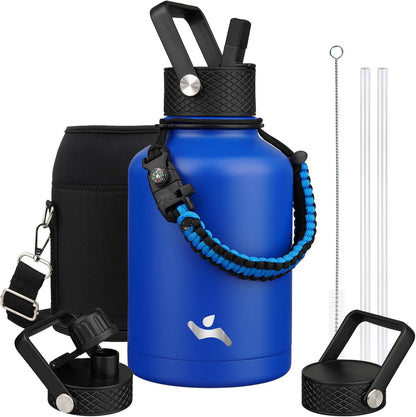 Konokyo 22oz Stainless Steel Bottles with 3 Lids Sport Insulated Water Bottle,Mint