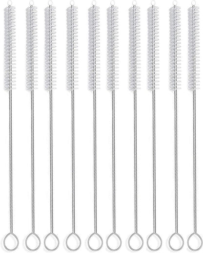 12 Inch Extra Long Straw Brush Cleaner (10 Pack), Flexible Nylon Tube Cleaning Brushes with 0.4 Inch Bristle Head, Rust-Proof Stainless Steel Wire for Reusable Tumbler Straws, Pet Fountains & Pipes