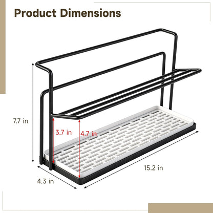 Water Bottle 2 Tier Water Bottle Drying Rack with Drain Tray, Space Saving Metal Cup Holder for Countertop, Compact Kitchen Organizer for Tumblers, Glasses, Mugs and Bottles (Black)