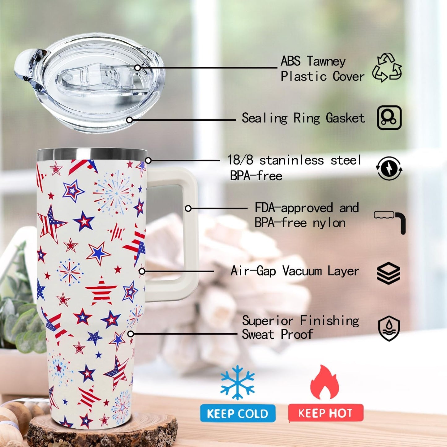 Ceovfoi 40 oz Pickleball Coffee Mug Vacuum Insulated Travel Tumbler with Handle, Lid & Straw - Perfect Pickleball Gifts for Players, Coaches, Lovers | Pickleball Accessories