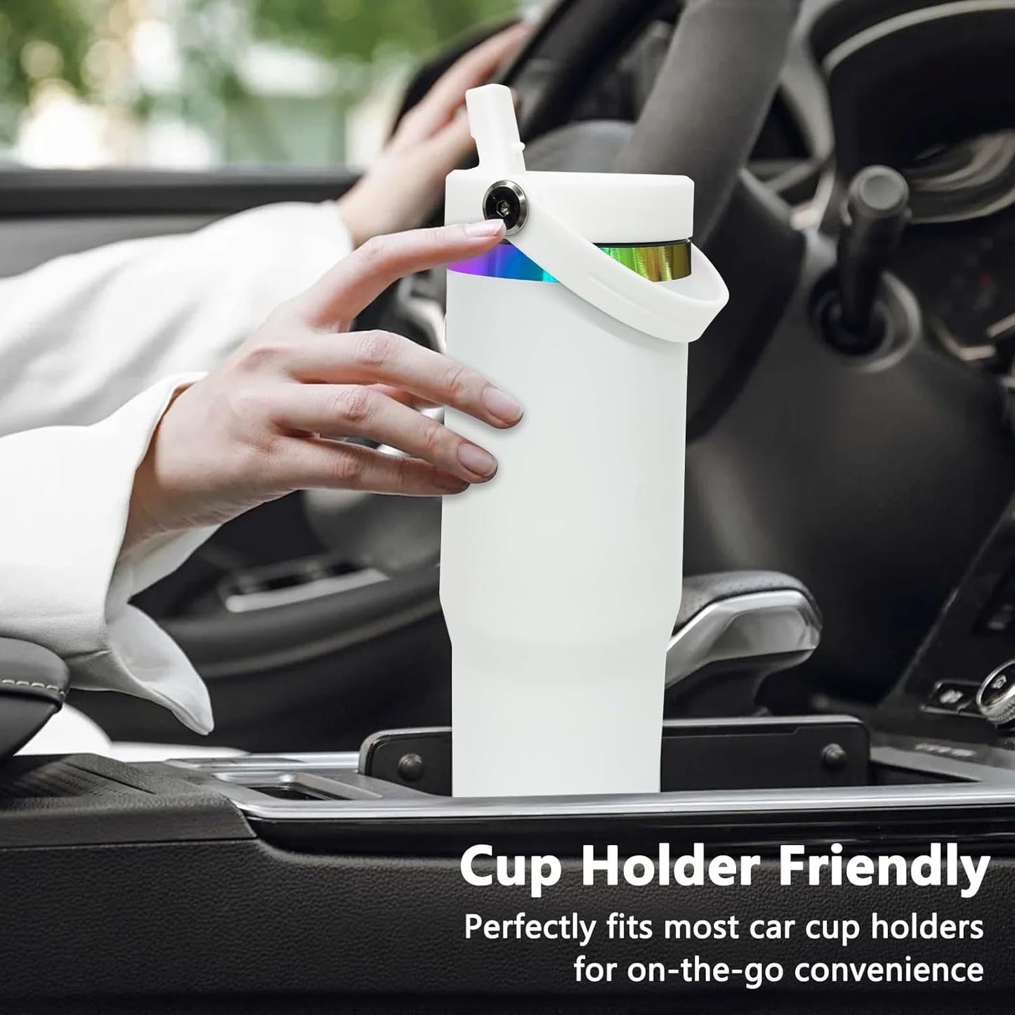 30 oz Tumbler Bulk with Handle and Straw, Vacuum Insulated Tumblers with Flip Straw and Top Handle, Leakproof Powder Coated Tumbler, Stainless Steel Travel Mug for Coffee (Black, 1 Pack)