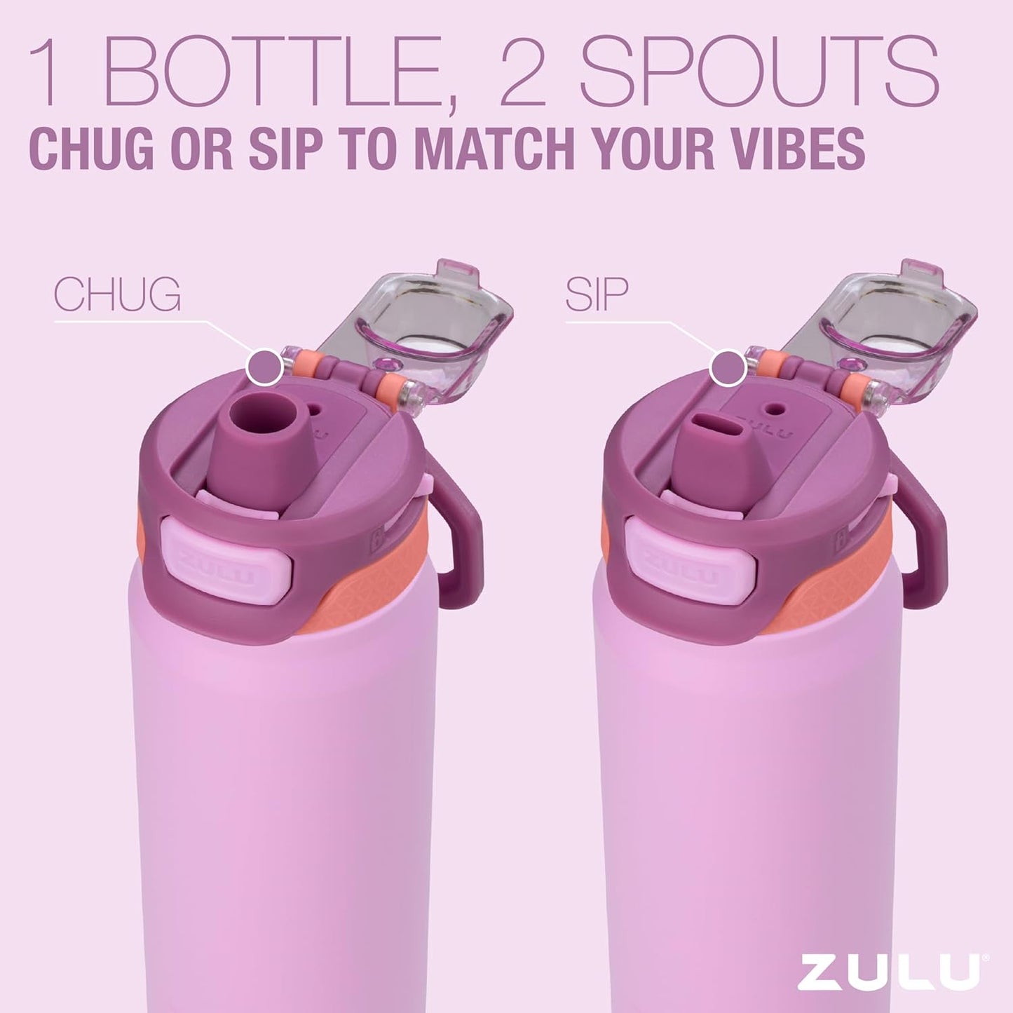 ZULU Powerfill Pro 32oz Stainless Steel Water Bottle with Quick Fill Lid, Triple Walled Vacuum Insulated Metal, Leak Proof Locking Lid, Sip and Chug, Reusable BPA Free, High Tide