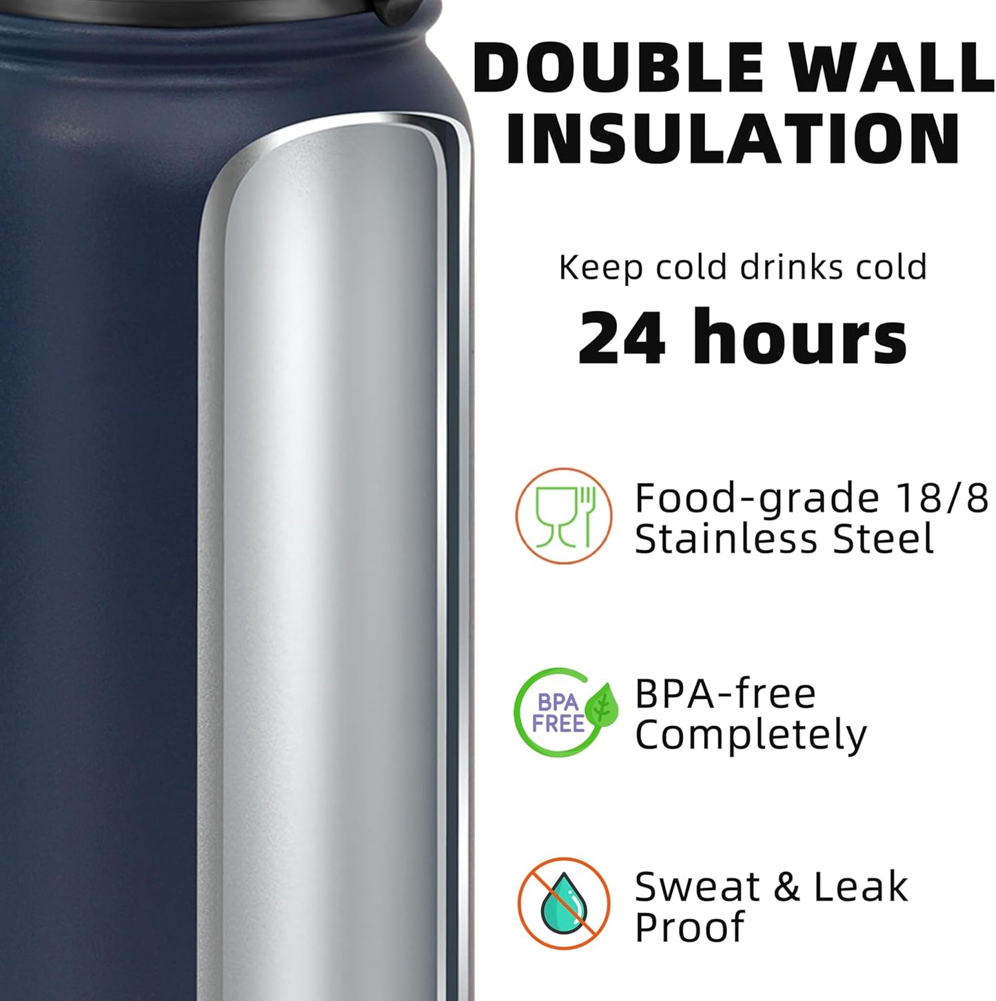 Fanhaw 20 oz Insulated Stainless Steel Water Bottle with Anti-Dust Chug Lid, Leakproof Vacuum Metal Everyday Use Bottle for Kids, Teens & Adults, Back to School Essentials (Green Blue)