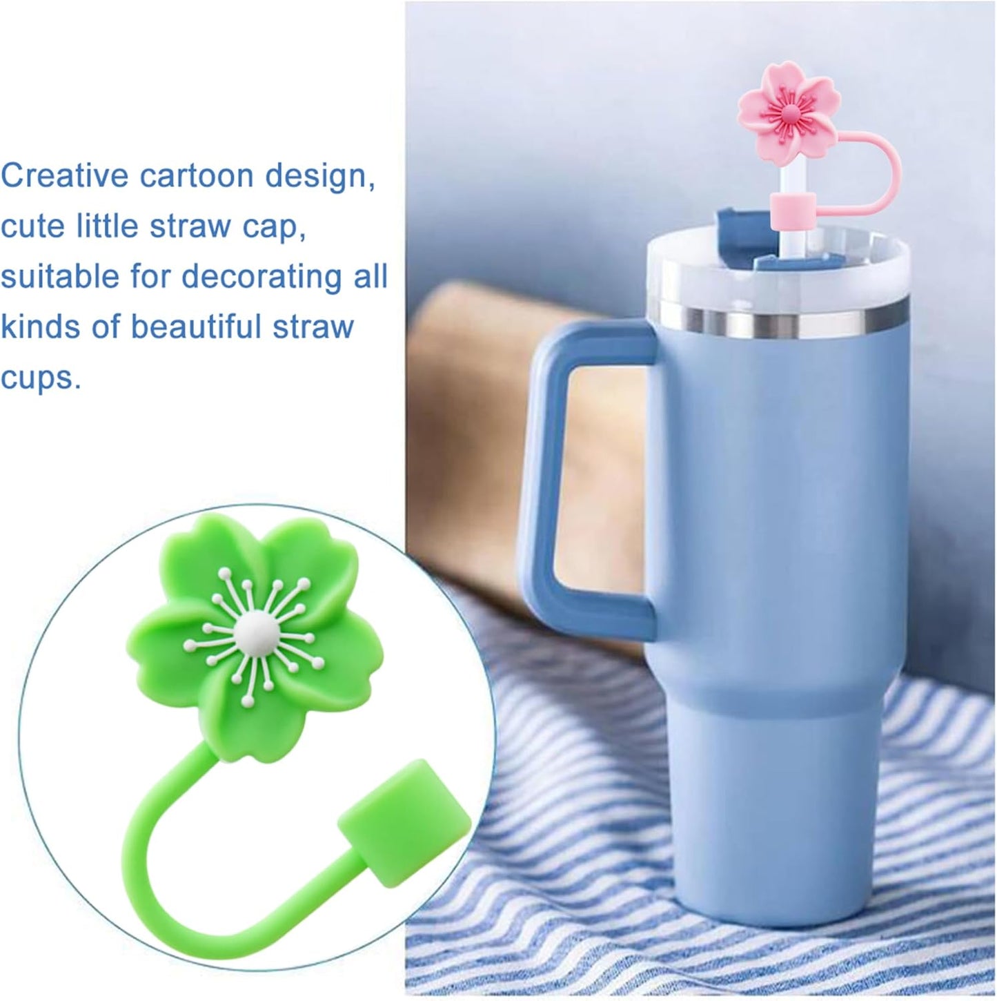 Straw Cover Cap for Stanley Cup,Silicone Straw Topper 10 mm 0.4 in Reusable Straw Tips Lids,Straw Tip Covers for Stanley Cups Accessories