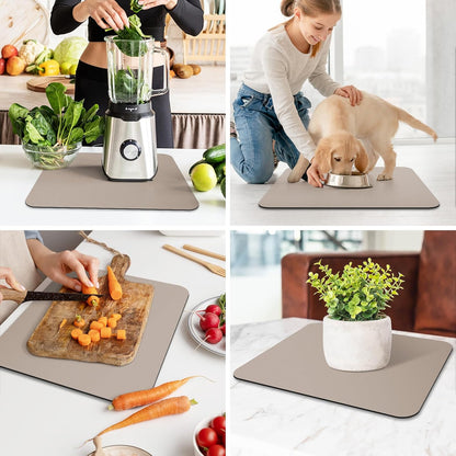 WISELIFE Dish Drying Mat Super Absorbent Drying Mat Large Dish Drying Mats for Kitchen Counter Easy Clean Dish Mat Kitchen Drying Mat15"x 18" Stylish Grey