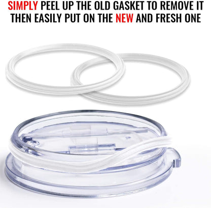 2 Pack - 12 oz White Replacement Silicon Lid Ring, 2.9 Inch Diameter - White Gasket Seals, Lid for Insulated Stainless Steel Wine Tumblers, Gasket Rings Cups Vacuum Effect, Fits on Renowned Brands