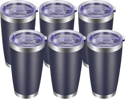 VEGOND 20oz Tumbler with Lid and Straw Stainless Steel Tumbler Cup Bulk Vacuum Insulated Double Wall Travel Coffee Mug Powder Coated Coffee Cup, Black, 12 Pack