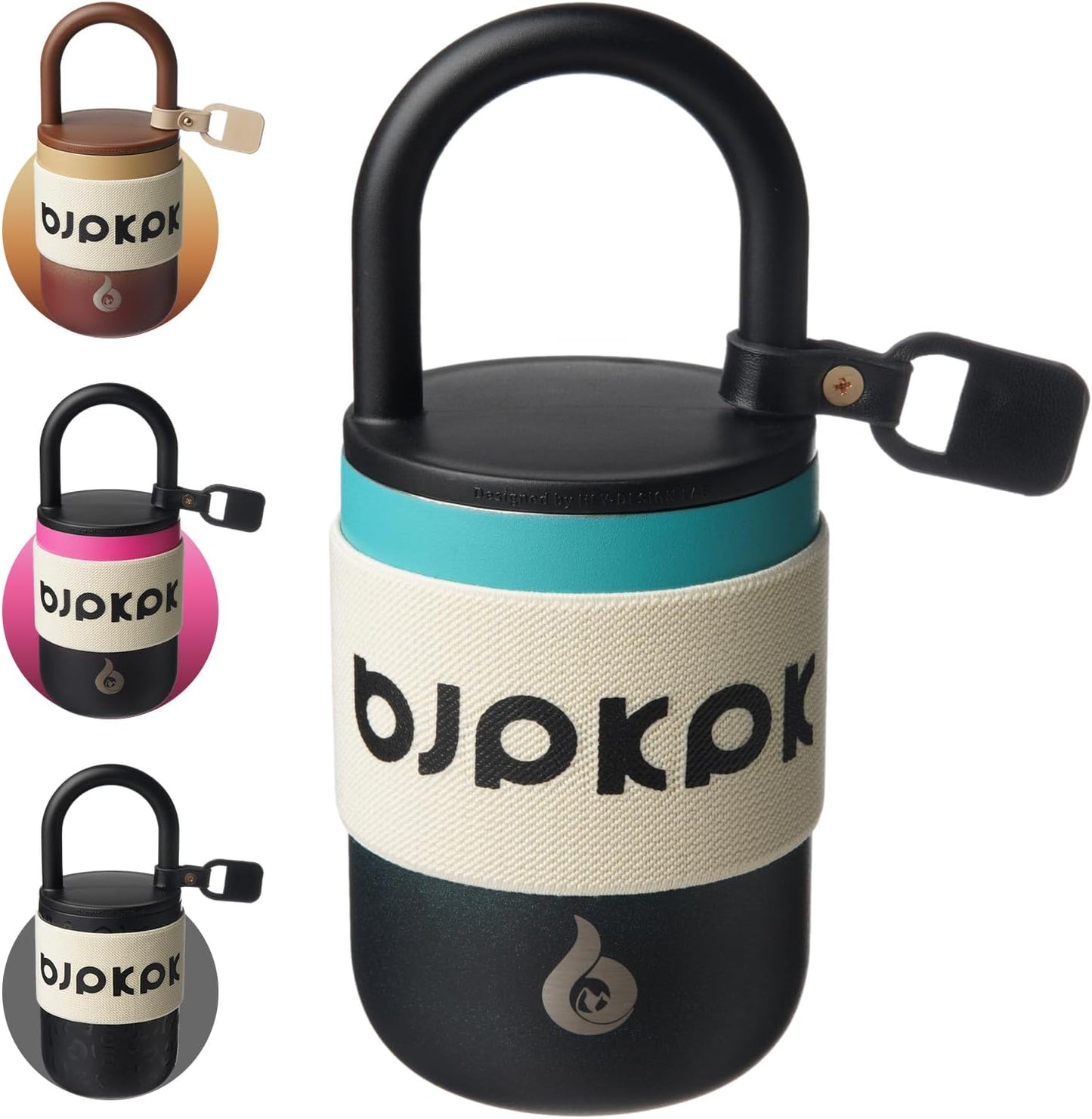 BJPKPK 13oz Insulated Stainless Steel Loop Tumbler With Lid And Handle Travel Coffee Mug Thermal Cup,Latte