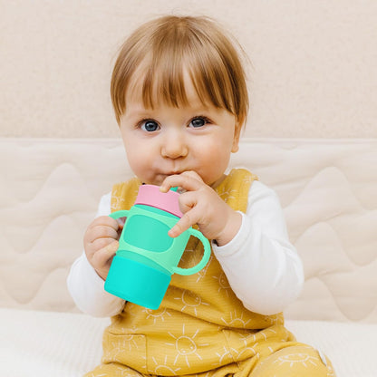 NiHome Silicone Double Handle & Boot Fit for Owala Kids’ Tumbler Zak Kelso Tumbler 12oz 15oz, Easy to Install for Toddlers to Grip & Train, Shock-Absorbing Bottom Sleeve Drop Protection (Blue)