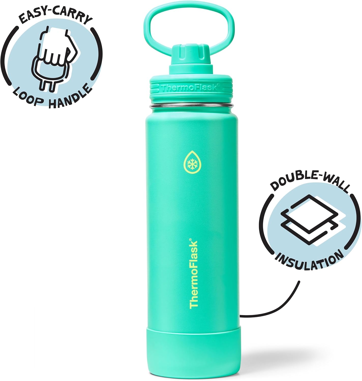 ThermoFlask Insulated Water Bottle with Spout Lid (24 oz, Lemonade Stand) - Leakproof, Stainless Steel Water Bottle for Cold & Hot Drinks, Travel & Daily Hydration