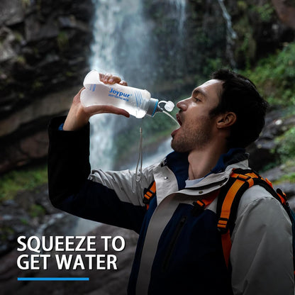 Water Filter Survival - Collapsible Water Bottle with Filter 0.01 Micron Squeeze Filtered Water Bottle 22oz for Hiking Backpacking Camping BPA-Free(White 650ml)