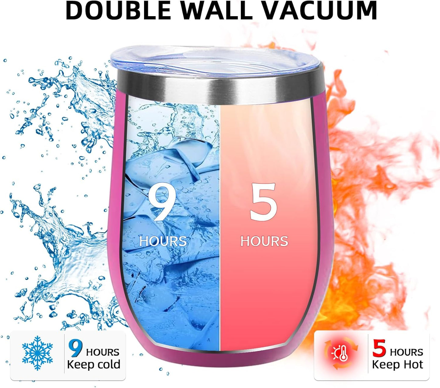 12oz/4 Pack Wine Tumbler Glasses with Lid Stemless Double Wall Vacuum Stainless Steel Travel Tumbler Keeping Cold & Hot for Wine,Coffee,Cocktails,Drinks-Family and Gifts (Multi color-dark)