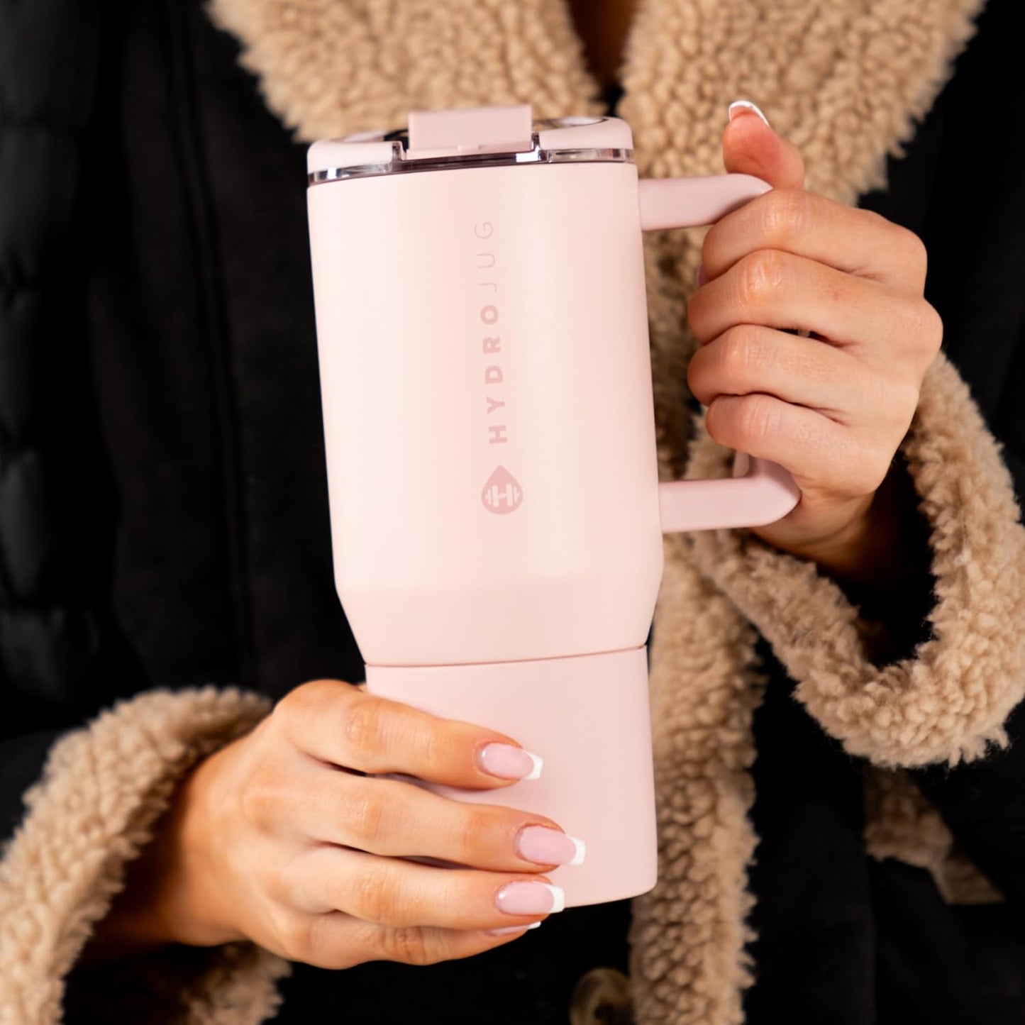 HydroJug Coffee Traveler 20 oz - Leak-Resistant, Ceramic-Lined Insulated Travel Coffee Mug for Hot or Cold Drinks with Flip Lid & Handle, Dishwasher Safe Coffee Tumbler, Cascade
