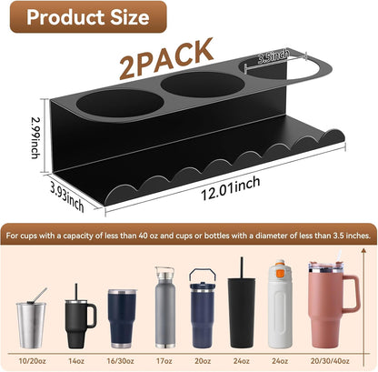 Magnetic Stanley Cup Holder for Fridge, Water Bottle Holder for Stanley 30&40 oz and Tumbler Organizer for Kitchen, Metal Stanley Cup Accessories, 2 Pack, Black