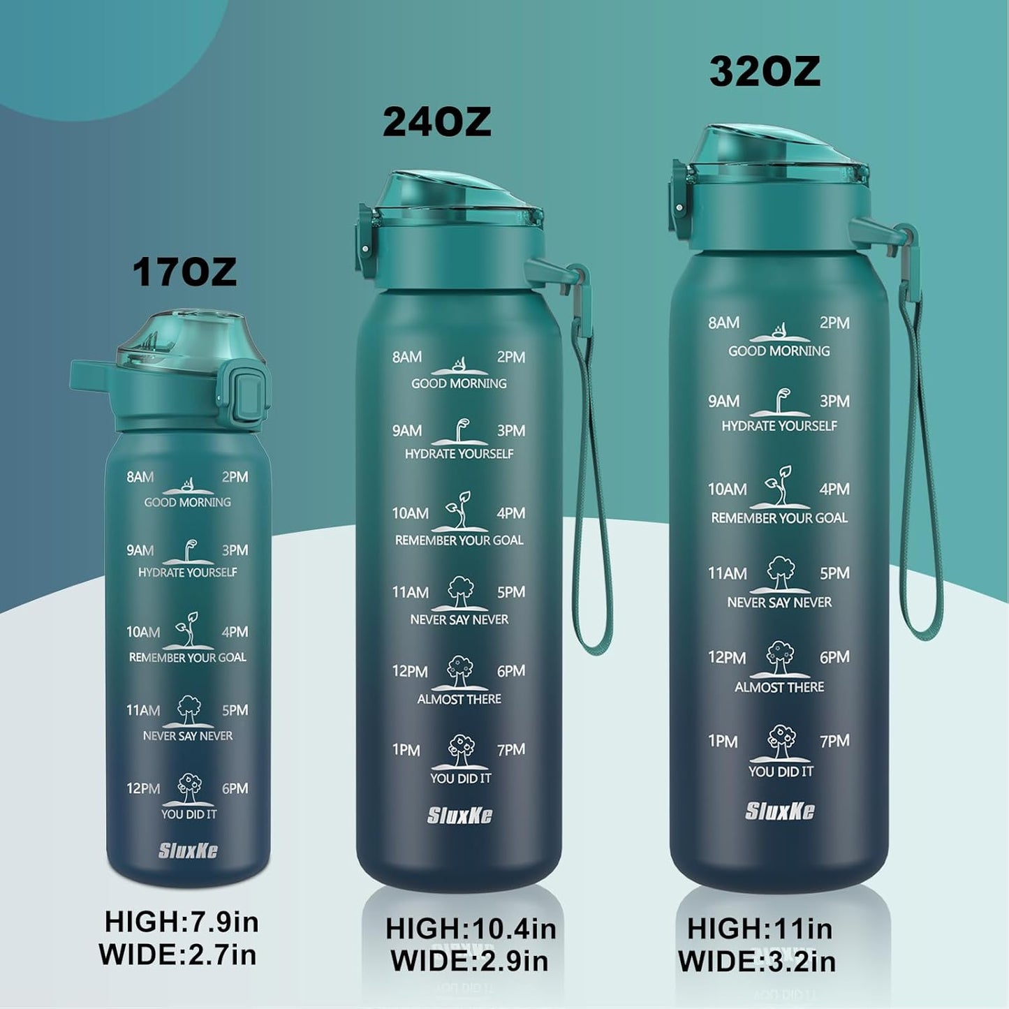 SLUXKE 24oz Insulated Water Bottle 18/10 Stainless Steel with 2Lids(Straw Lid& Spout Lids), 700ml Double Wall Vacuum Water Bottle with Handle Keep Cold and Hot for Men, Women & Kids PURPLE PINK