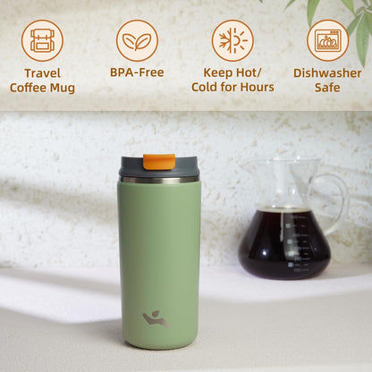 Konokyo Tumbler with Lid, 16 oz Travel Coffee Mug Double Wall Vacuum Stainless Steel Thermal Metal Cup Insulated Water Bottle,Navy Blue