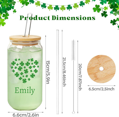 Mason Life Matcha Cup, 18 OZ Cute Glass with Lid and Straw, Matcha Drinking Cup Beer Can Glass for Valentines Day Gift Iced Coffee Smoothie Cocktail Milk Mother's Gifts
