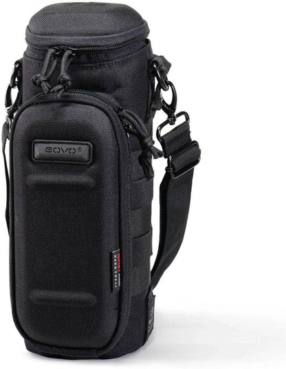 GOVO U1 Water Bottle Pouch with Zippered Hardshell Cap, Fits Up to 40oz Bottle, Molle System, Heavy Duty, Made With 100% Nylon