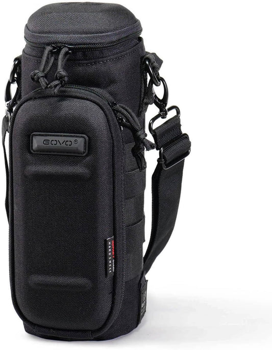 GOVO U1 Water Bottle Pouch with Zippered Hardshell Cap, Fits Up to 40oz Bottle, Molle System, Heavy Duty, Made With 100% Nylon