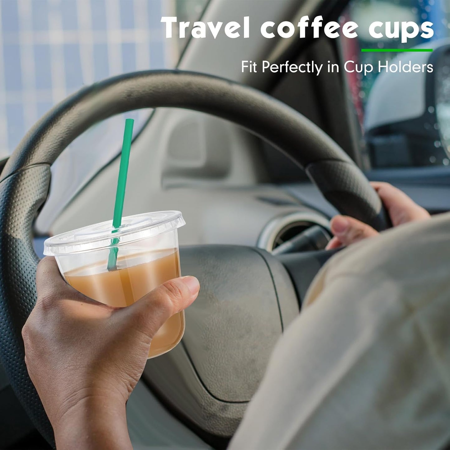 Baderke 25 Set Plastic Cups with Lids and Straws, Disposable Plastic Iced Coffee Cup for Cold Beverage Juice Smoothie Crystal for Coffee Shops Party Catering(Clear,16 oz)