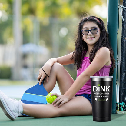 Fufandi Pickleball Gifts for Men Women - Pickle Ball Dink Responsibly - Christmas, Birthday Gifts for Pickleball Lovers Player Coach - Tumbler Cup 20oz
