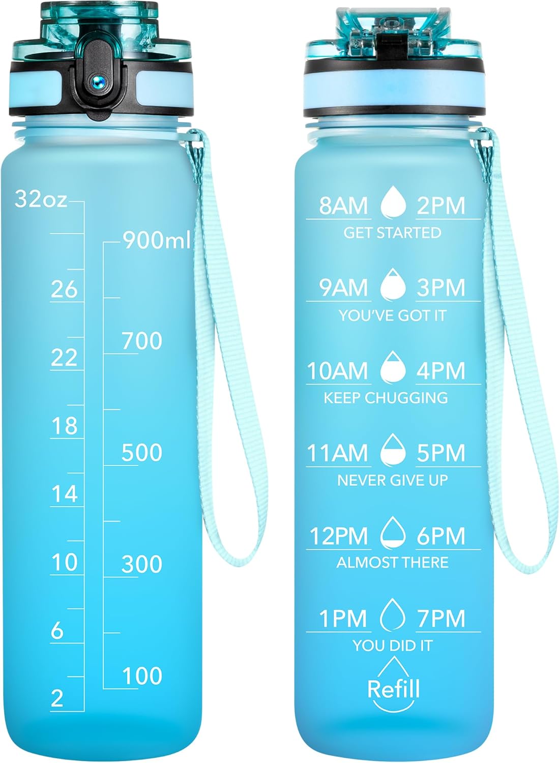 OLDLEY Water Bottle, 32oz Motivational Sports Water Bottle with Time Marker - Times to Drink - Tritan, BPA Free, Wide Mouth Leakproof, Clear (1 Bottle)