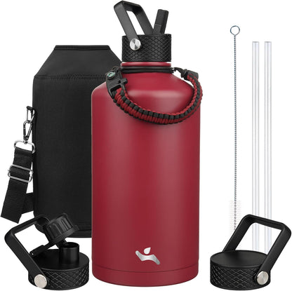 Konokyo 22oz Stainless Steel Bottles with 3 Lids Sport Insulated Water Bottle,Mint