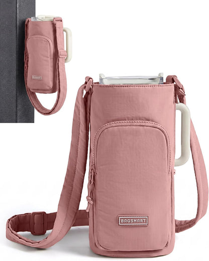 BAGSMART 40oz Magnetic Water Bottle Holder with Strap, Drink Carrier Bag Crossbody Gym Bag, Gym Accessories for Women/Men