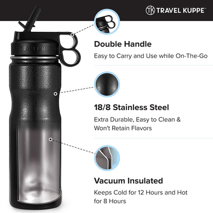 Vacuum Insulated Cycling Sports Water Bottle | Bike Water Bottle w/Straw & Sip Lid | Stainless Steel | Scratch Resistant