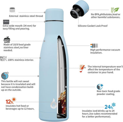 BJPKPK Insulated Water Bottle 12oz Small Stainless Steel Water Bottles Reusable Metal Thermal Keep Cold and Hot,Dreamy Purple - Colors A