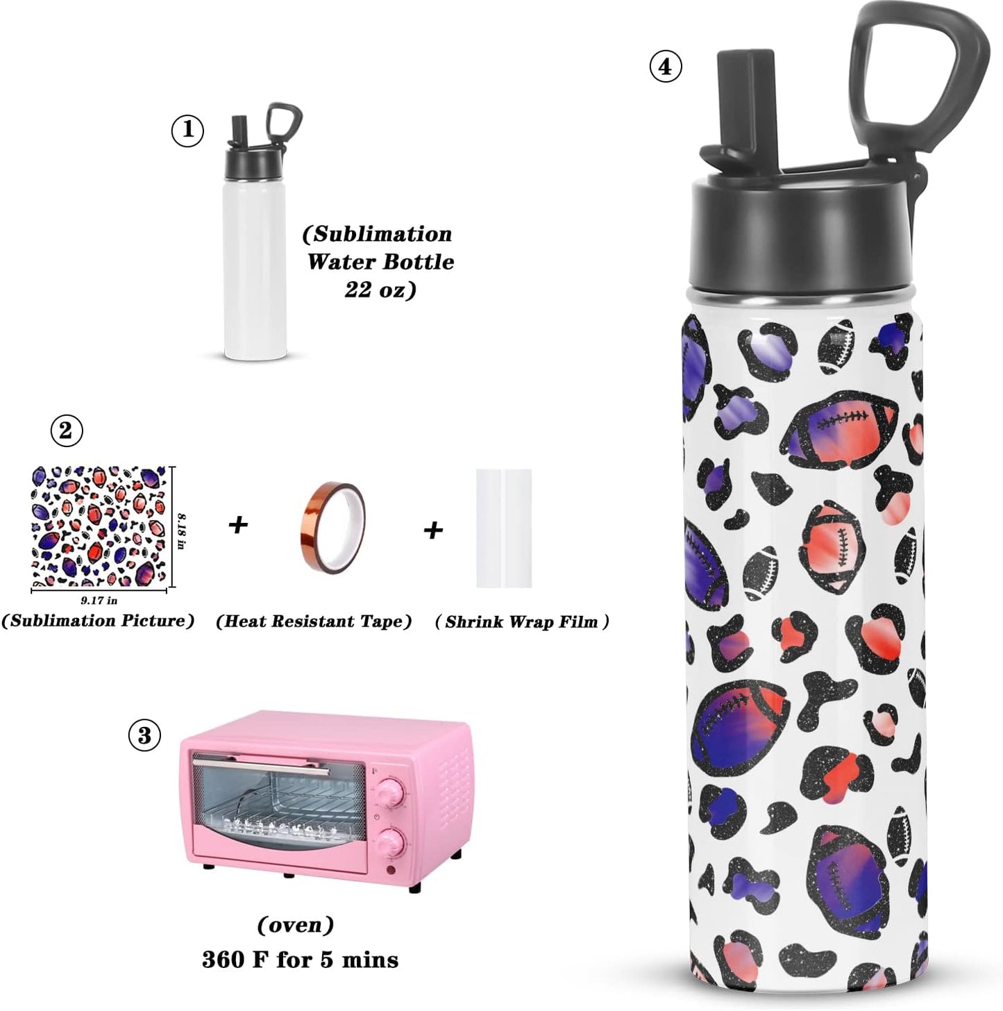 Draheri Sublimation Sports Water Bottle blanks, 22 Oz Sublimation Tumblers, Double Wall Stainless Steel Sports Water Bottle Flask with Portable Handle, Individually Boxed (8 Pack)