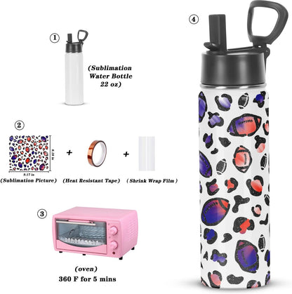 Draheri Sublimation Sports Water Bottle blanks, 22 Oz Sublimation Tumblers, Double Wall Stainless Steel Sports Water Bottle Flask with Portable Handle, Individually Boxed (8 Pack)