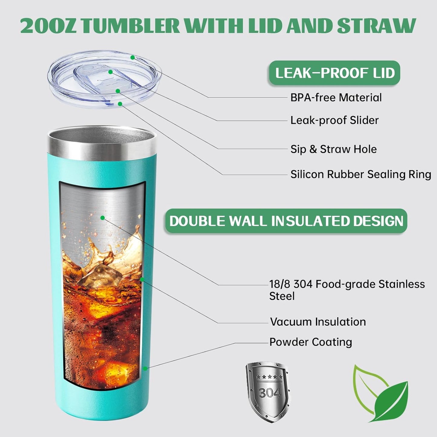 20 oz Skinny Tumblers with Lid and Straw,Stainless Steel Vacuum Insulated Tumbler Cup Double Wall Travel Coffee Mug, Thermal Water Tumbler for Hot and Cold Drinks(Rose Gold,1)