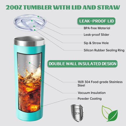 20 oz Skinny Tumblers with Lid and Straw,Stainless Steel Vacuum Insulated Tumbler Cup Double Wall Travel Coffee Mug, Thermal Water Tumbler for Hot and Cold Drinks(Rose Gold,1)
