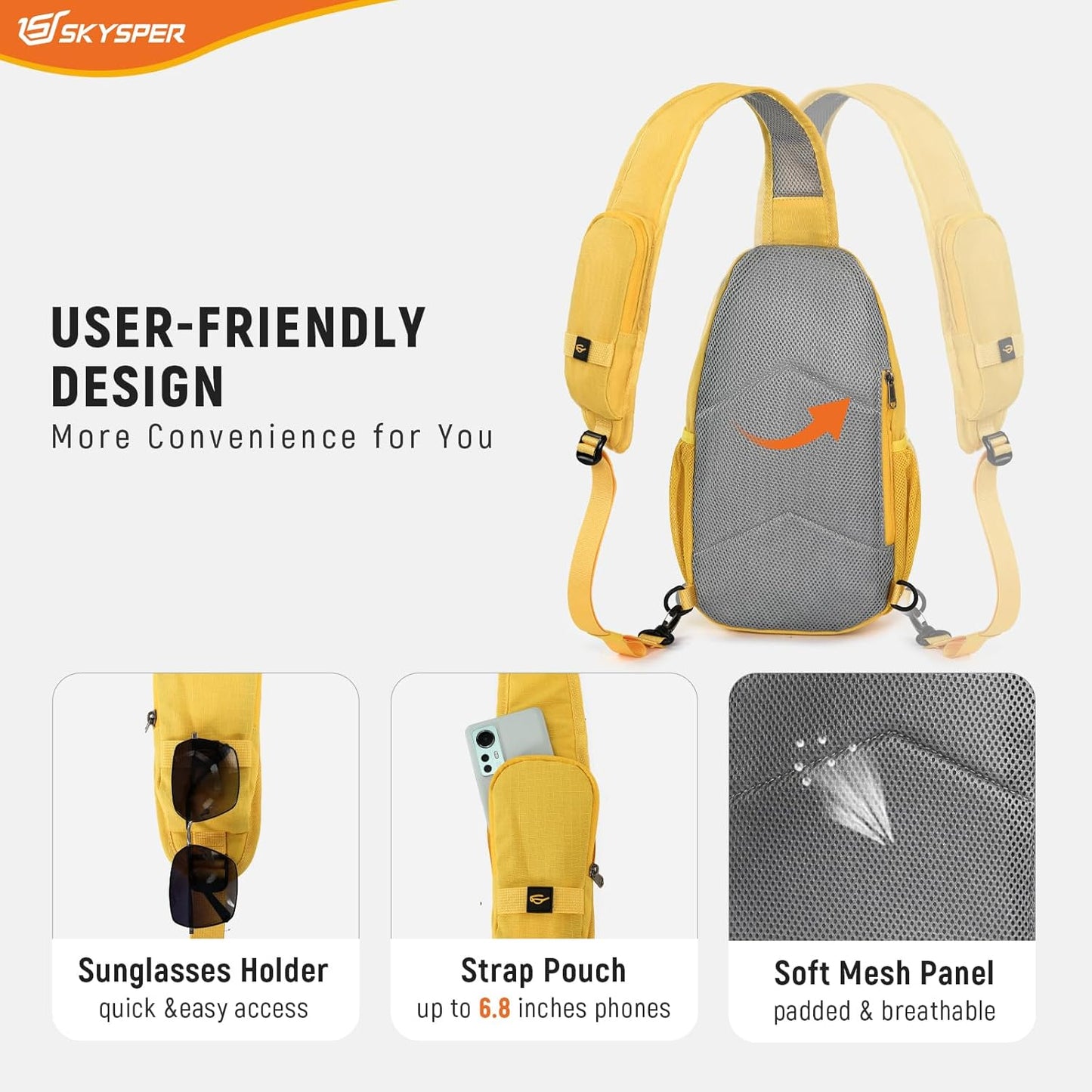 SKYSPER Sling Bag RFID Cross Body Bag Recycled Crossbody Backpack Travel Daypack