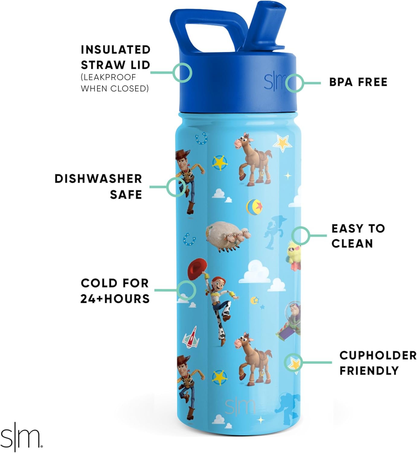 Simple Modern Disney Minnie Mouse Kids Water Bottle with Straw Lid | 14oz Insulated Stainless Steel Kids Tumbler & Spill Proof Toddler Cup for School, Girls, Boys | Summit | Minnie Mouse Fun - Colors B