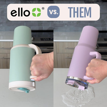 Ello Oasis 40 oz Tumbler with Handle & Retracting Straw | Reusable Insulated Stainless Steel Cup 100% Leakproof, Gifts for Teens Women Men | Keeps cold for 24 Hours, Cup Holder Friendly, Daisies
