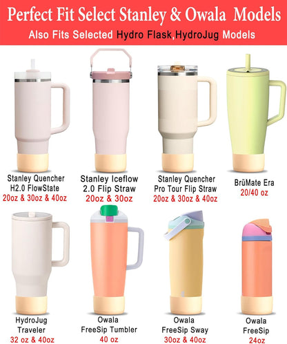 KTKUDY 2Pcs Silicone Boot for Stanley Quencher Tumbler 30 oz 40 oz & IceFlow 20 oz 30 oz & Fit Owala Freesip Water Bottle & Fit Hydro Flask & More - Cup Bottom Accessories Fit Stanley Cup