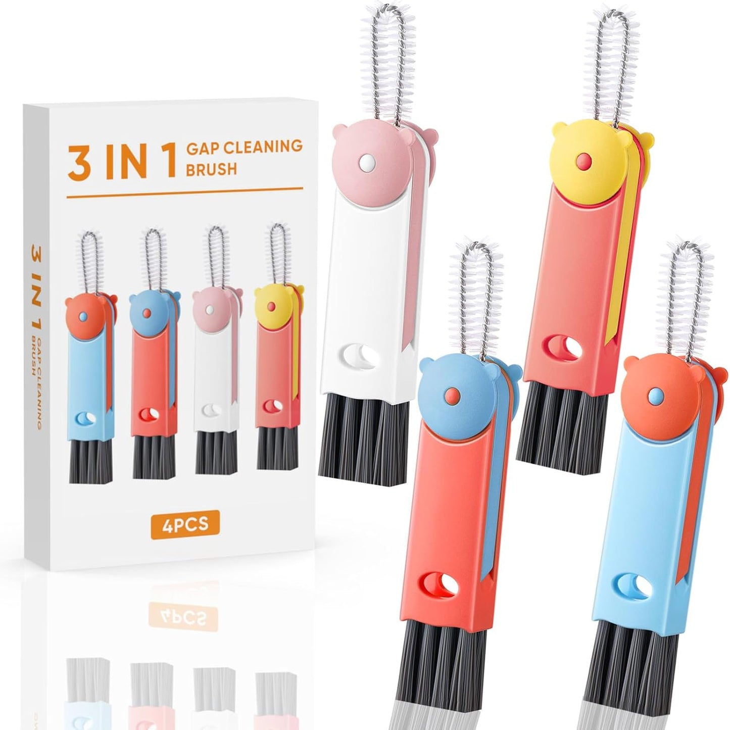 3 in 1 Cup Lid Cleaning Brush - Upgraded Version Cup Lid Brush with Packaging Box, Suitable for All Types of Cups, Bottle Gaps, Portable Travel and Home Kitchen Multifunctional Cleaning Set (3pcs)