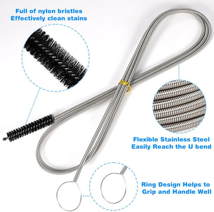 Straw Cleaner Brushes Sets, 12 Pieces 8.2 Inch Botthle Cleaning Brush and Nylon Tube Brush Brush Kit for Sippy Cup, Tumbler, Water Bottle, Drinking Straw (Black)