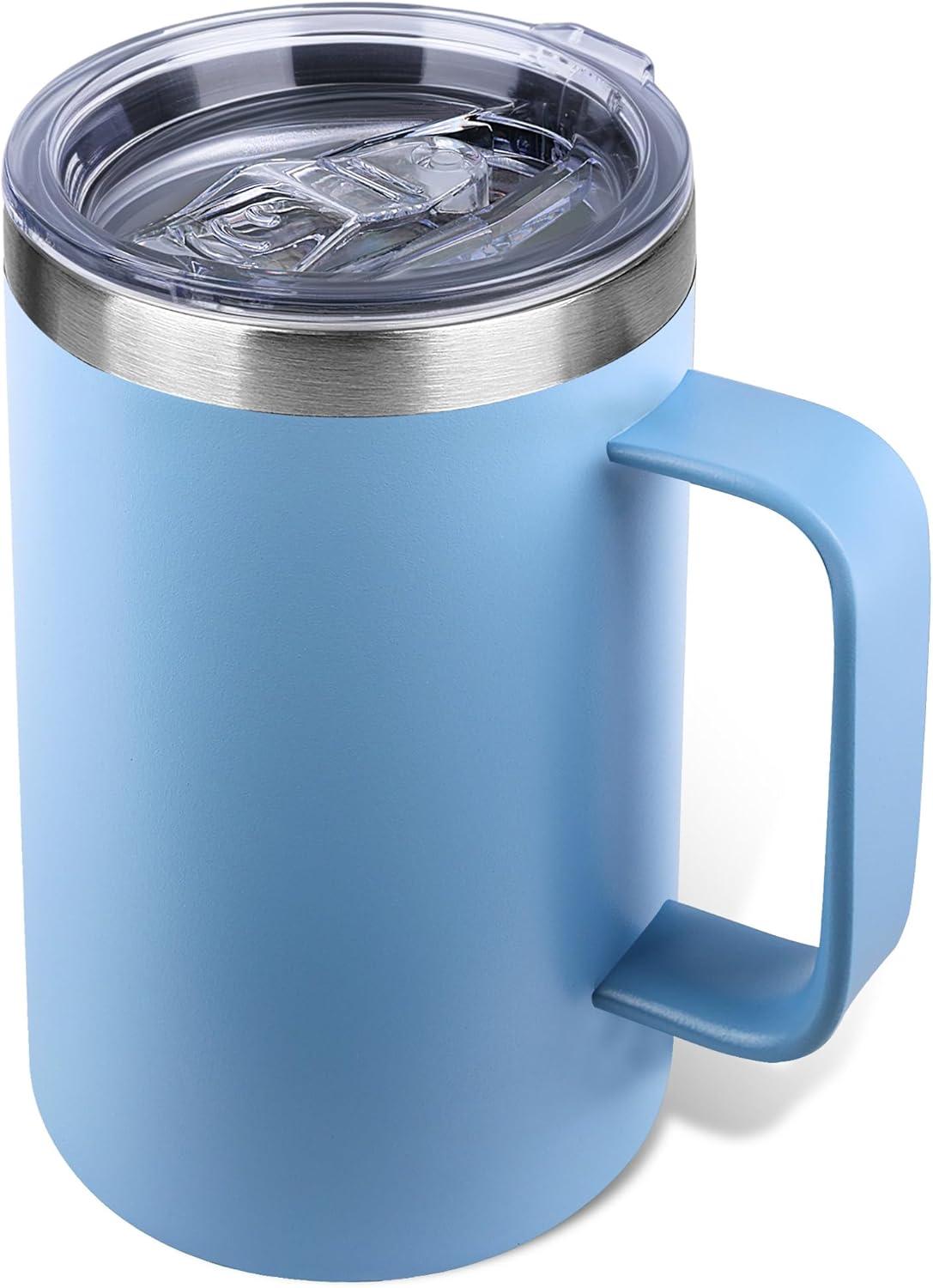 22oz Insulated Coffee Mug with Handle & Leak-Proof Lid - Double Wall Stainless Steel Travel Tumbler for Commute/Office/Home, Orange, 1 Pack