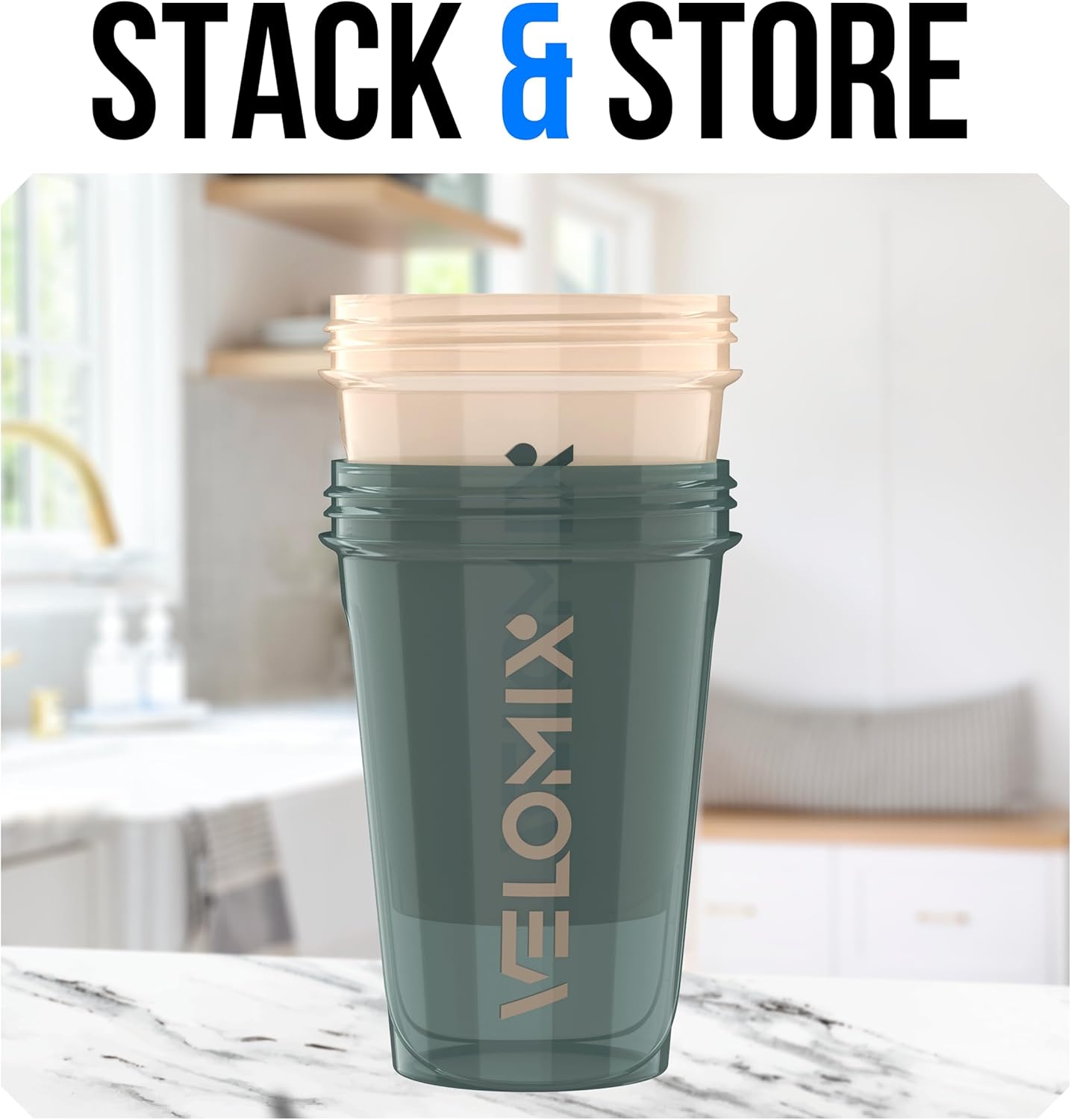 VELOMIX -2 Pack- 20 oz Protein Shaker Bottles for Protein Mixes - 2x Wire Whisk | Leak Proof Shaker Cups for Protein Shakes and Pre Workout | Protein Shaker Bottle Pack (Black/Transparent)